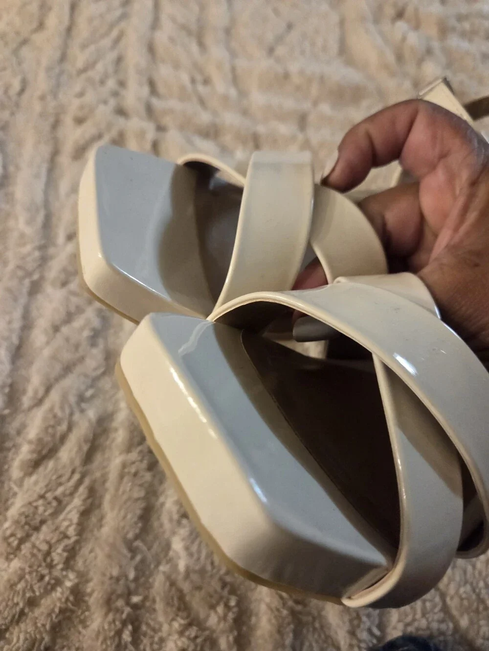 Mia Women's Strappy Block Heel Sandals - Cream Size 8.